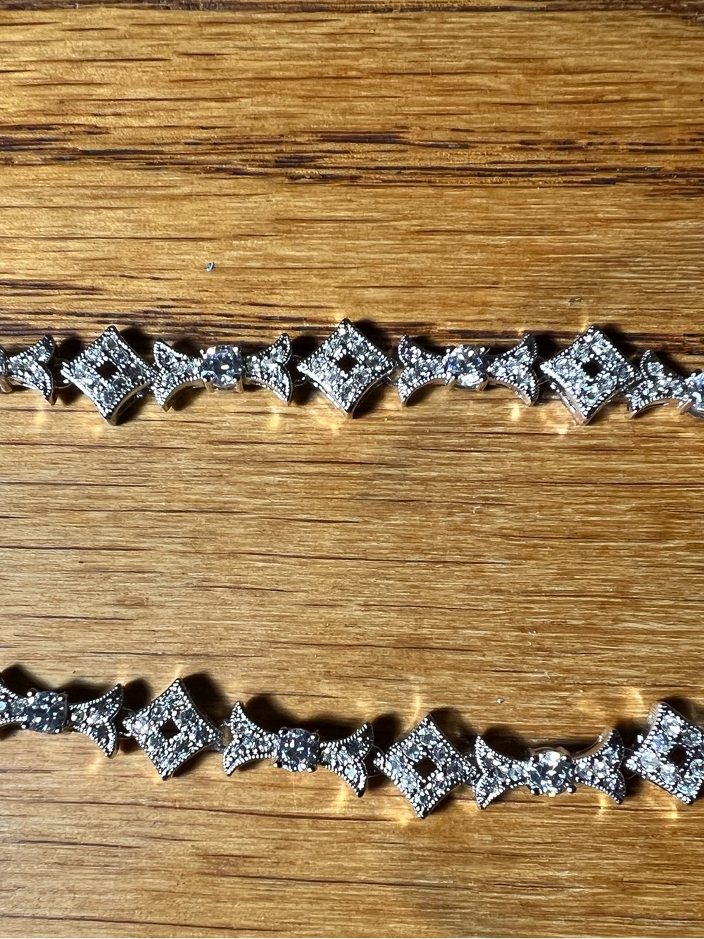 Nadri Cubic Zarconia Line collar necklace in hand polished rhodium . - Picture 8 of 9